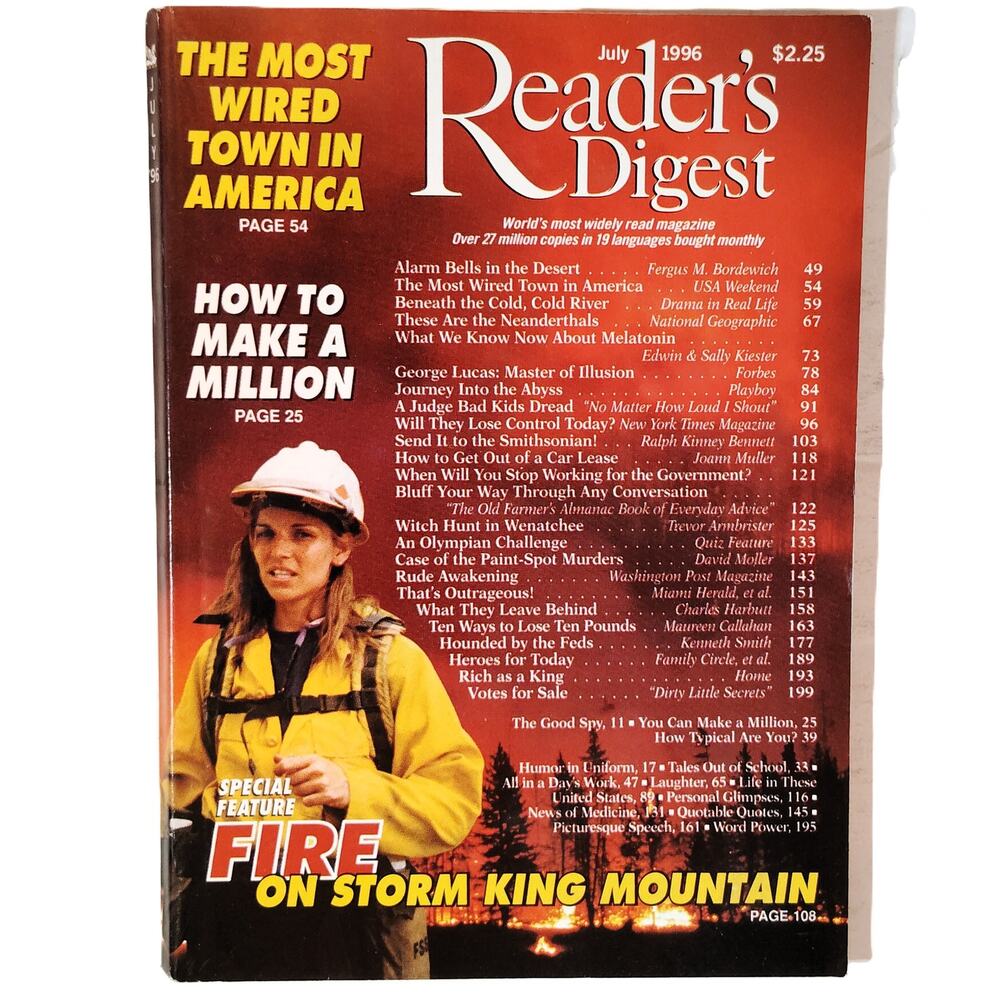 Reader's Digest July 1996 Magazine - Fire on Storm King Mountain Vintage